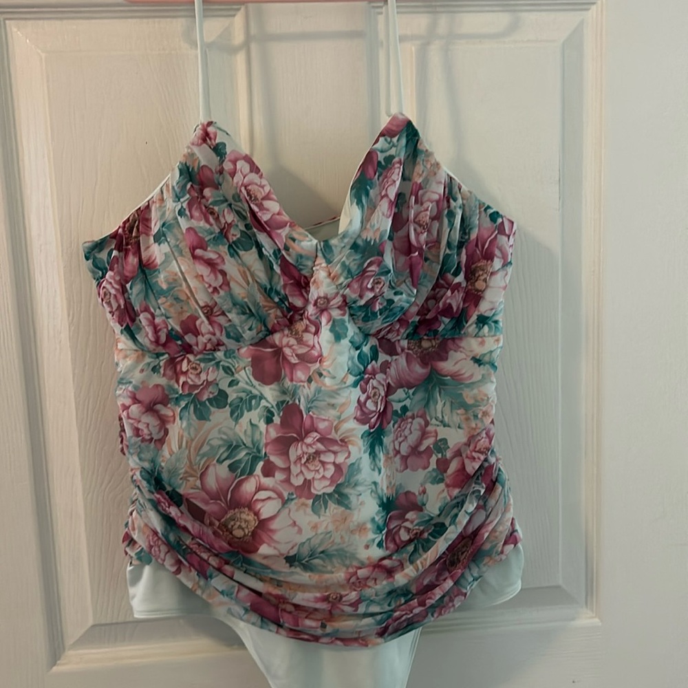Floral ruched bodysuit